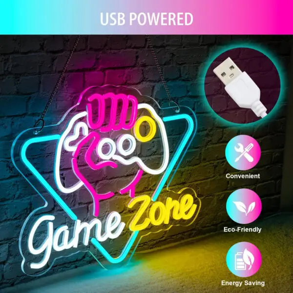 Game Zome Neon Sign LED Wall Decor USB Powered Acrylic For Gaming Lighting Bedroom Bedside Wall Decor Gamer Party Birthday Gift - Image 5