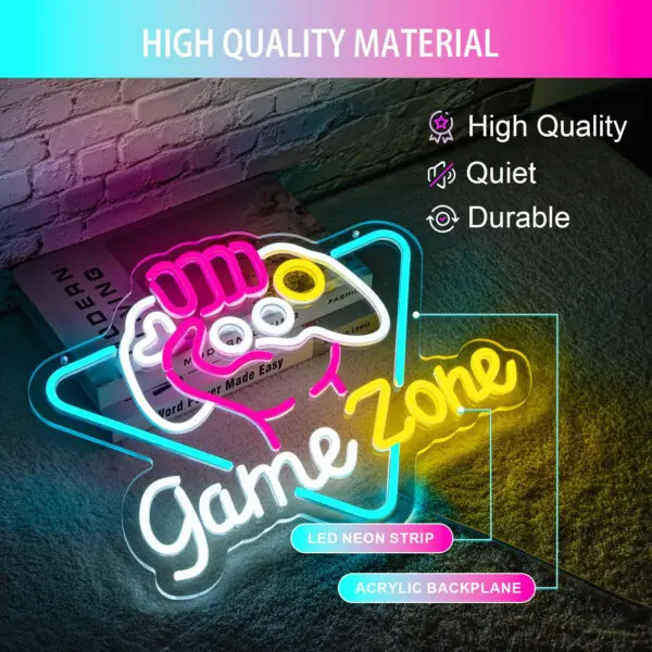 Game Zome Neon Sign LED Wall Decor USB Powered Acrylic For Gaming Lighting Bedroom Bedside Wall Decor Gamer Party Birthday Gift - Image 6