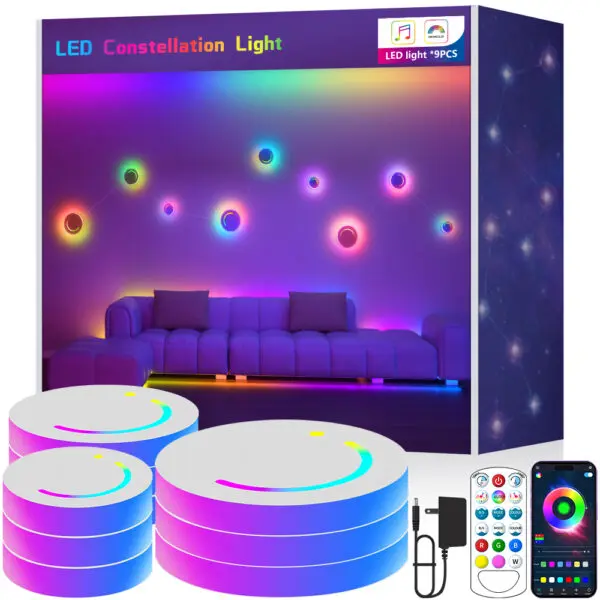 RGB Intelligent Constellation Lights LED Wall Lamp Atmosphere Decoration Lamp DYI Music Rhythm APP Control For Game Room Bedroom - Image 6