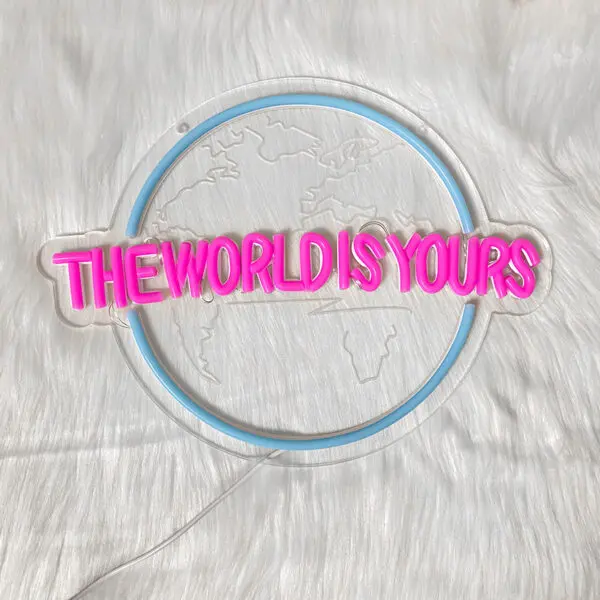 The World Is Yours Led Neon Sign, Earth-Shaped Sign 3D Sculpture, Used For Bedroom, Club And Game Room Decor, Powered By Usb. - Image 6
