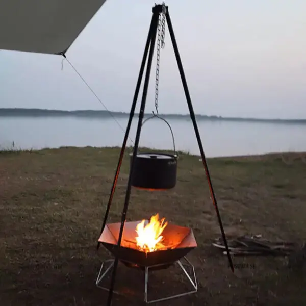 Outdoor Camping Fire Pits Tripod Campfire Rack Portable Burning Fire Table Grill Stove Outdoor Camping Cooker Grill Stand B