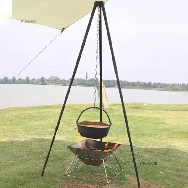Outdoor Camping Fire Pits Tripod Campfire Rack Portable Burning Fire Table Grill Stove Outdoor Camping Cooker Grill Stand B - Image 3