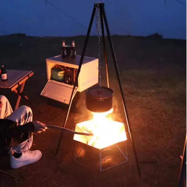 Outdoor Camping Fire Pits Tripod Campfire Rack Portable Burning Fire Table Grill Stove Outdoor Camping Cooker Grill Stand B - Image 5