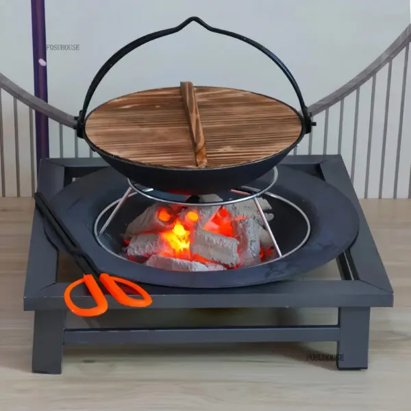 Old-fashioned Fire Pits Charcoal Barbecue Heating Stove Winter Rural Charcoal Basin Cast Iron Stove Outdoor Barbecue Grill AA - Image 3