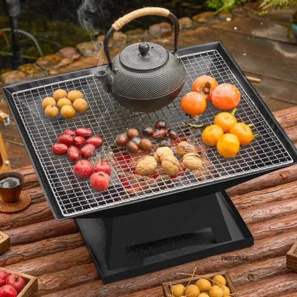 Courtyard Outdoor Fire Pits Barbecue Table Outdoor Heating Charcoal Stove Grill Stand Home Indoor Tea Making Stove Full Set B - Image 3