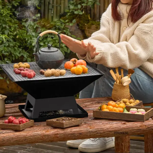 Courtyard Outdoor Fire Pits Barbecue Table Outdoor Heating Charcoal Stove Grill Stand Home Indoor Tea Making Stove Full Set B - Image 4