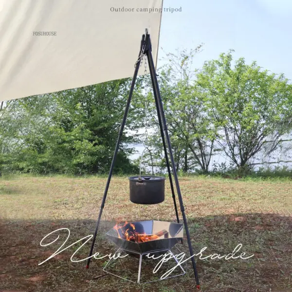 Outdoor Camping Fire Pits Tripod Campfire Rack Portable Burning Fire Table Grill Stove Outdoor Camping Cooker Grill Stand