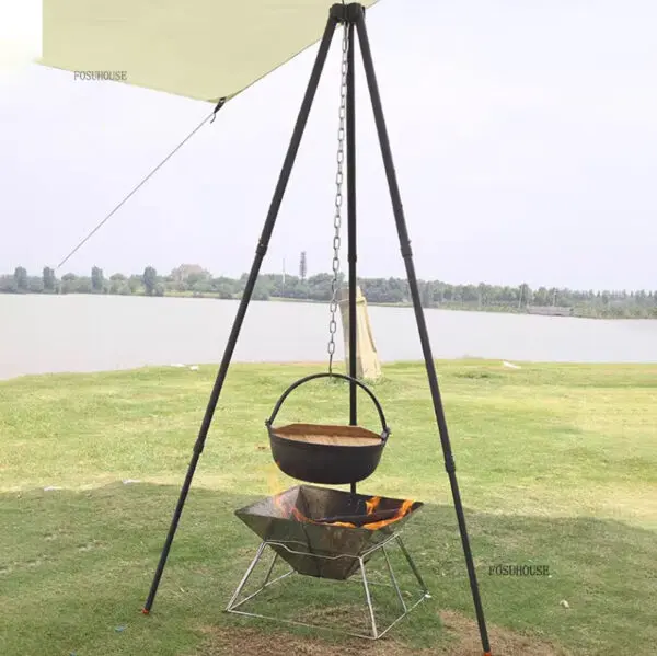 Outdoor Camping Fire Pits Tripod Campfire Rack Portable Burning Fire Table Grill Stove Outdoor Camping Cooker Grill Stand - Image 2