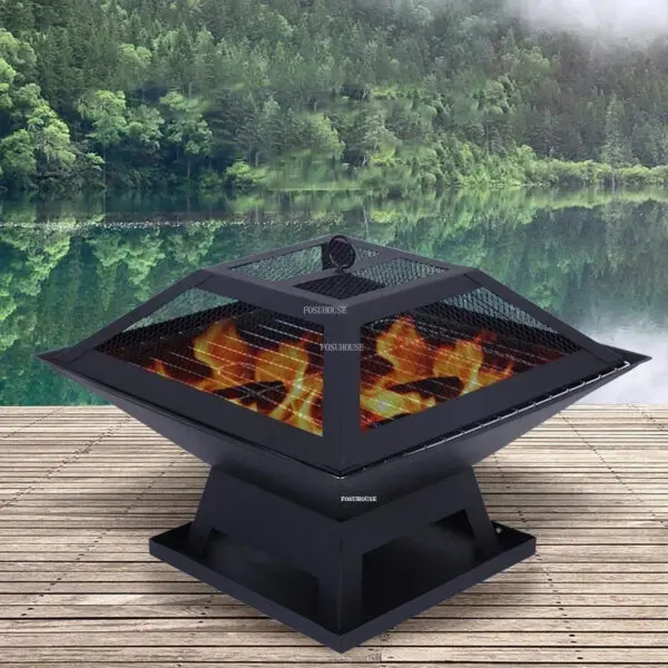 Simple Outdoor Charcoal Square Fire Pits Grill Stand Camping Furnace Home Courtyard Firewood Stove Bonfire Brazier Heating Stove - Image 2