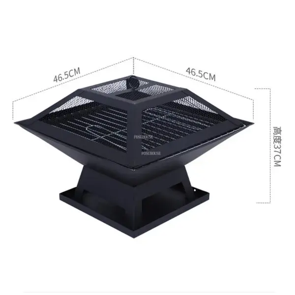 Simple Outdoor Charcoal Square Fire Pits Grill Stand Camping Furnace Home Courtyard Firewood Stove Bonfire Brazier Heating Stove - Image 6