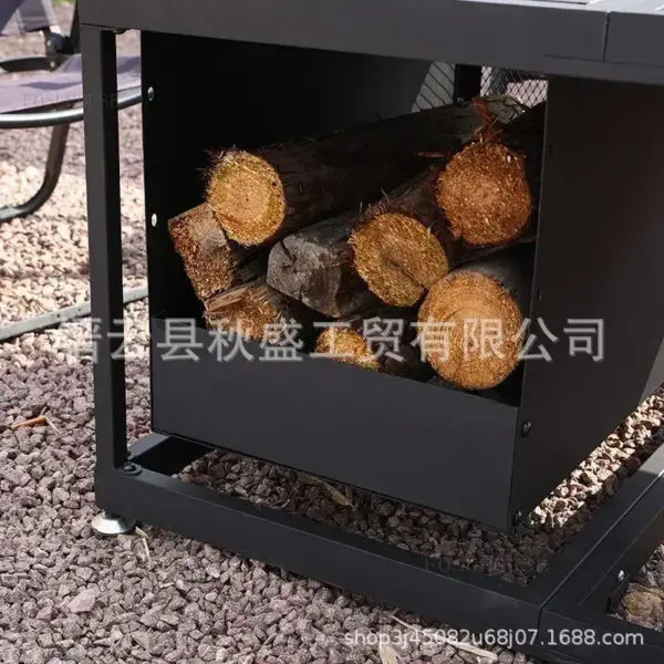 Outdoor Fire Pits Fire Firewood HeaterCourtyard Grill Stand Rectangular Detachable Stove Barbecue Table with Covered Brazier - Image 2
