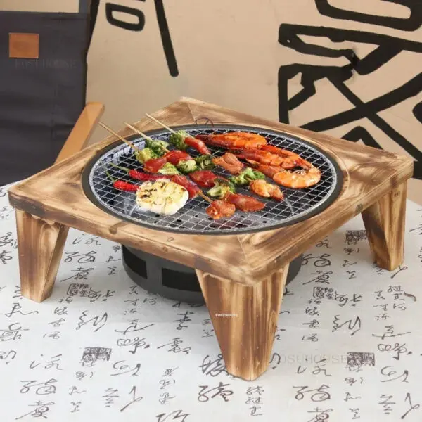 Solid Wood Fire Pits Portable Charcoal Stove Barbecue Stove Household Brazier Indoor Heating Balcony Courtyard Charcoal Heating