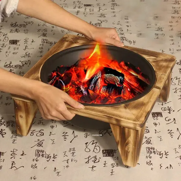 Solid Wood Fire Pits Portable Charcoal Stove Barbecue Stove Household Brazier Indoor Heating Balcony Courtyard Charcoal Heating - Image 2