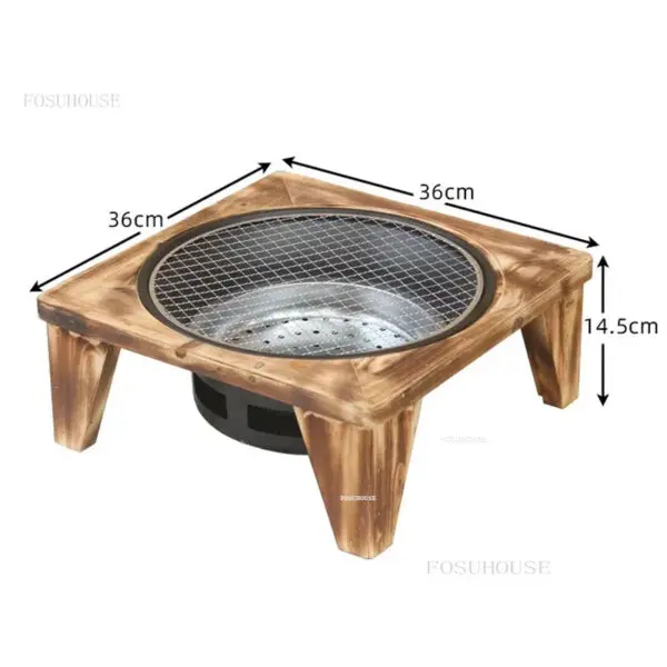 Solid Wood Fire Pits Portable Charcoal Stove Barbecue Stove Household Brazier Indoor Heating Balcony Courtyard Charcoal Heating - Image 6
