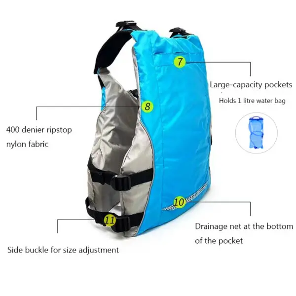Daiseanuo Genuine CE ISO 12402-5 Approved Life Jacket Fishing Kayaking Vest with Pocket Adjustable size for Men Women - Image 4