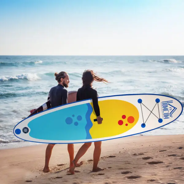 HOMCOM Inflatable Stand Up Paddle Board, 10' x 30" x 4", Non-Slip SUP, with ISUP Accessories, Hand Pump, 1 Fin, Adj Paddle
