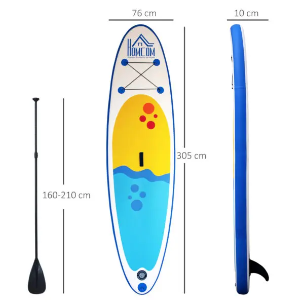 HOMCOM Inflatable Stand Up Paddle Board, 10' x 30" x 4", Non-Slip SUP, with ISUP Accessories, Hand Pump, 1 Fin, Adj Paddle - Image 4