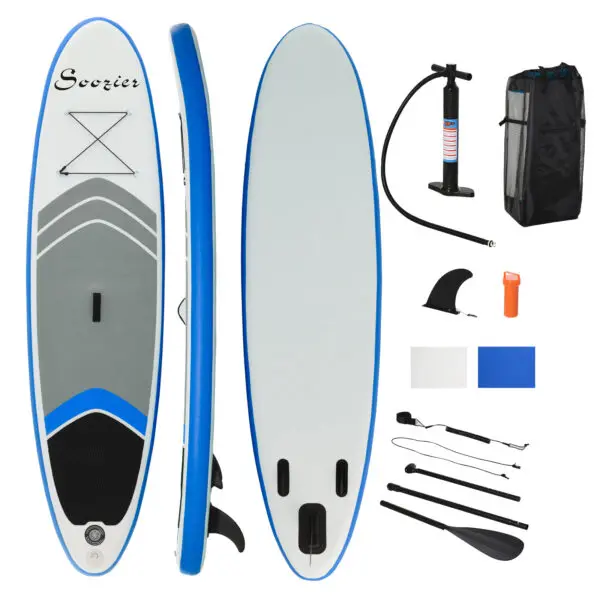 HOMCOM 10' x 32" x 6" Inflatable Stand Up Paddle Board, Non-Slip & Ultra-Light Deck with SUP Accessories, Adj Paddle, Bag - Image 2