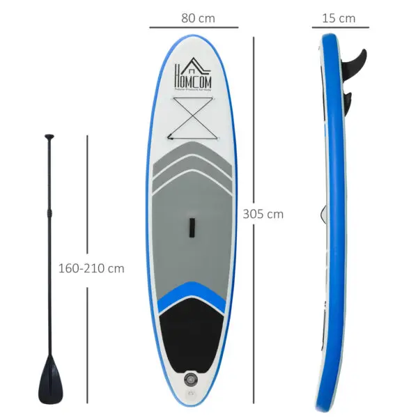 HOMCOM 10' x 32" x 6" Inflatable Stand Up Paddle Board, Non-Slip & Ultra-Light Deck with SUP Accessories, Adj Paddle, Bag - Image 4