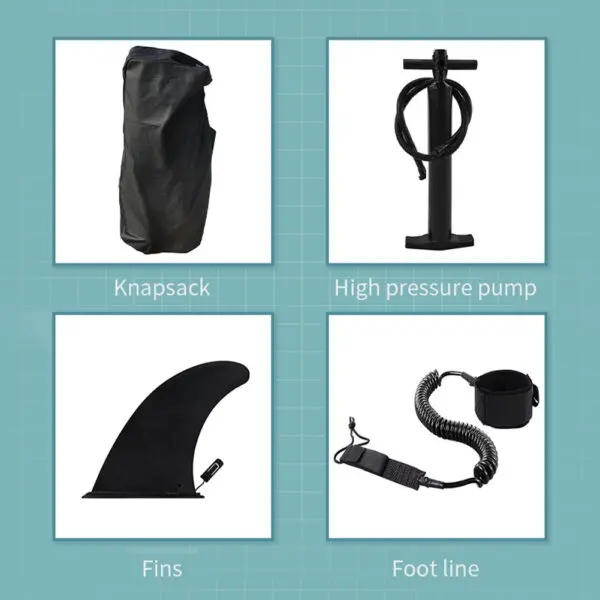 Inflatable Stand up Paddle Board Surfboard Water Sport Kayak Surf Set with Paddle Board Tail Fin Foot Rope Inflator and Bag - Image 4