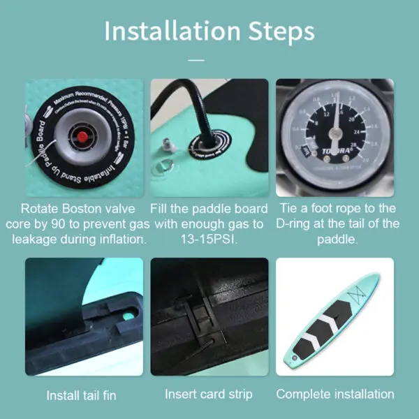 Inflatable Stand up Paddle Board Surfboard Water Sport Kayak Surf Set with Paddle Board Tail Fin Foot Rope Inflator and Bag - Image 6