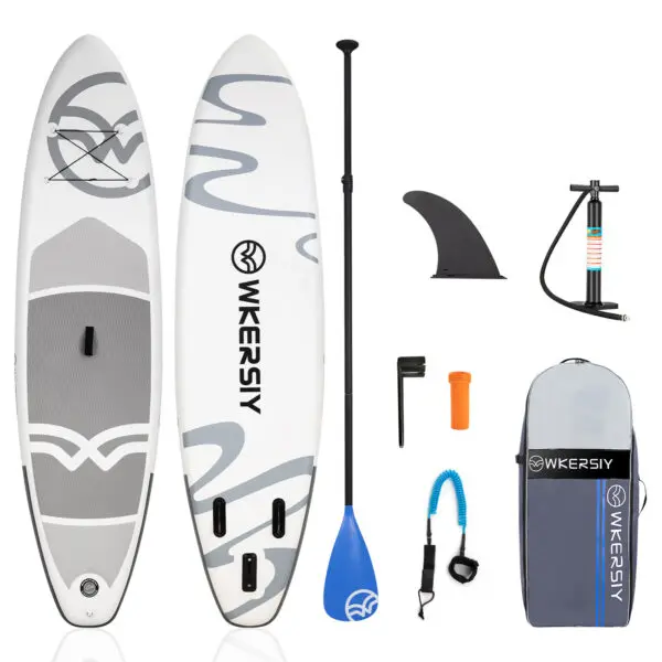 Inflatable Stand up Paddle Board Surfboard Water Sport Kayak Surf Set with Paddle Board Tail Fin Foot Rope Inflator and Bag - Image 9
