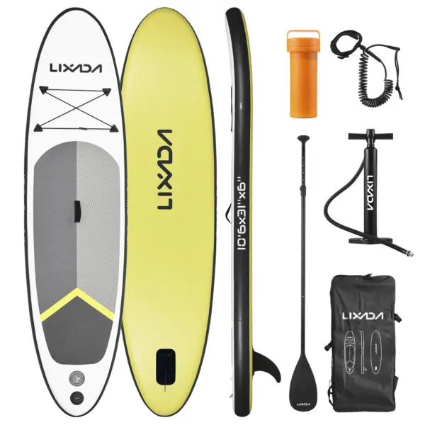 Inflatable Stand up Paddle Board Surfboard Water Sport Kayak Surf Set with Paddle Board Tail Fin Foot Rope Inflator and Bag - Image 11