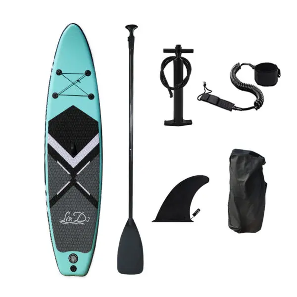 Inflatable Stand up Paddle Board Surfboard Water Sport Kayak Surf Set with Paddle Board Tail Fin Foot Rope Inflator and Bag - Image 12