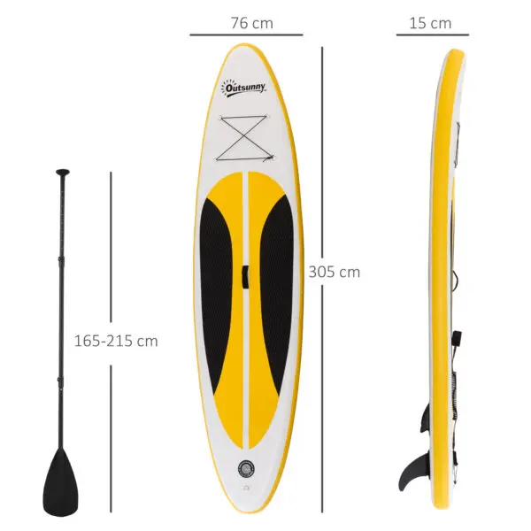 Outsunny 10' x 30" x 6" Inflatable Stand Up Paddle Board, Non-Slip & Ultra-Light Deck with ISUP Accessories, Adj Paddle - Image 4