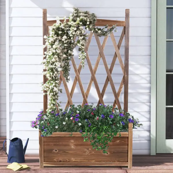 Wooden Outdoor Garden Plant Pot Box Raised Bed for Climbing Plants - Image 5