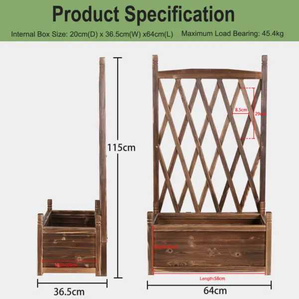 Wooden Outdoor Garden Plant Pot Box Raised Bed for Climbing Plants - Image 8