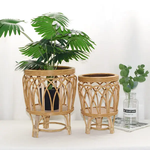 Ins Nordic Flower Pot Basket Wooden Flower Frame Indoor Outdoor Flower Pot Stand Living Room Green Plant Flower Pot Container - Image 5