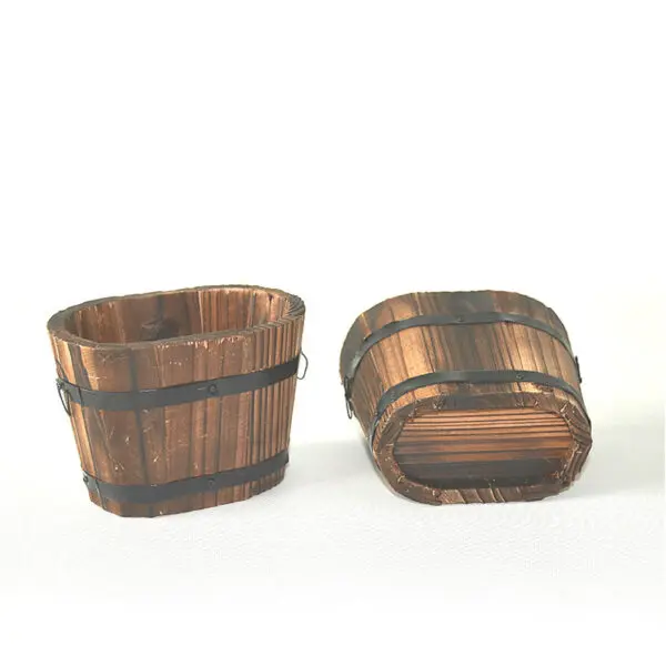 1/2PCS Retro Planting Flower Barrels Rustic Succulent Wavy Edge Planter Box Wood Barrels Flower Pot Plant Container Box Outdoor - Image 5