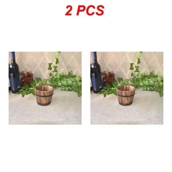 1/2PCS Retro Planting Flower Barrels Rustic Succulent Wavy Edge Planter Box Wood Barrels Flower Pot Plant Container Box Outdoor - Image 7