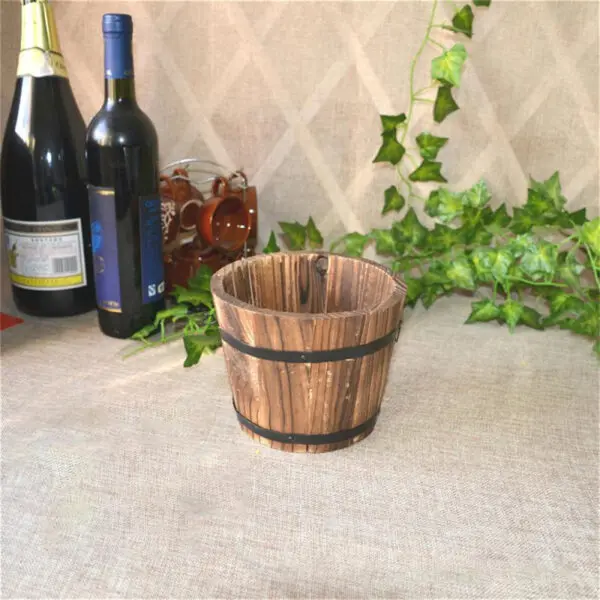 1/2PCS Retro Planting Flower Barrels Rustic Succulent Wavy Edge Planter Box Wood Barrels Flower Pot Plant Container Box Outdoor - Image 8
