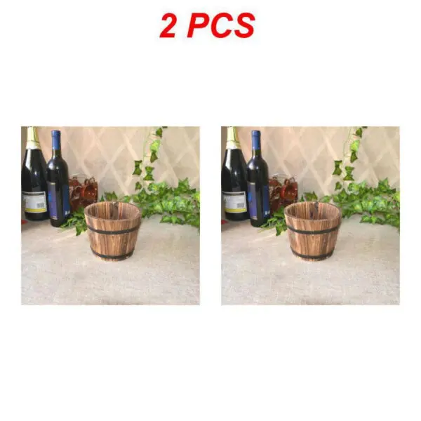 1/2PCS Retro Planting Flower Barrels Rustic Succulent Wavy Edge Planter Box Wood Barrels Flower Pot Plant Container Box Outdoor - Image 9