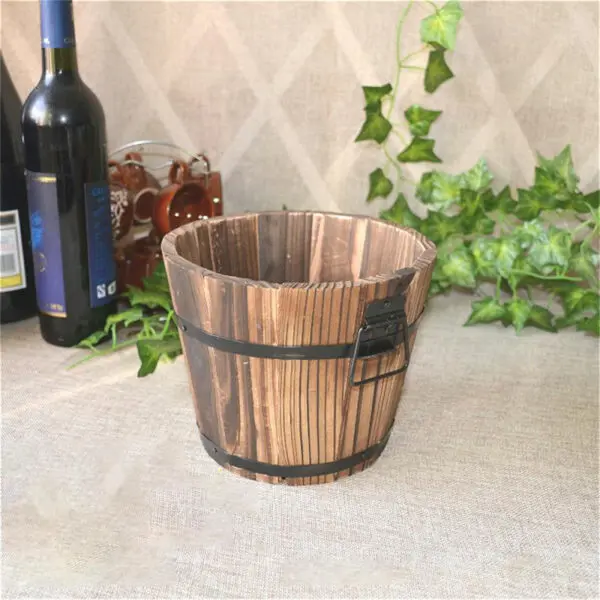 1/2PCS Retro Planting Flower Barrels Rustic Succulent Wavy Edge Planter Box Wood Barrels Flower Pot Plant Container Box Outdoor - Image 10