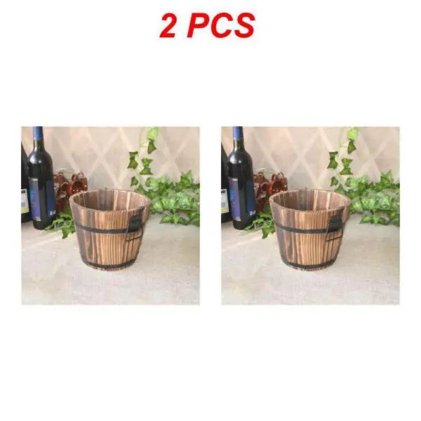 1/2PCS Retro Planting Flower Barrels Rustic Succulent Wavy Edge Planter Box Wood Barrels Flower Pot Plant Container Box Outdoor - Image 11