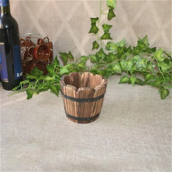 1/2PCS Retro Planting Flower Barrels Rustic Succulent Wavy Edge Planter Box Wood Barrels Flower Pot Plant Container Box Outdoor - Image 12