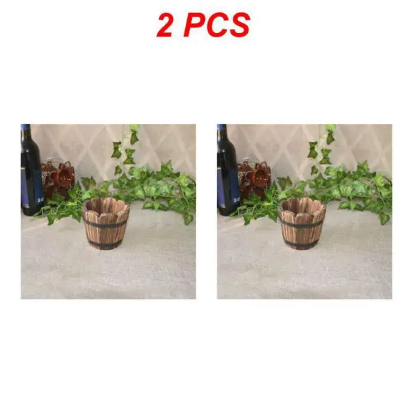 1/2PCS Retro Planting Flower Barrels Rustic Succulent Wavy Edge Planter Box Wood Barrels Flower Pot Plant Container Box Outdoor - Image 13