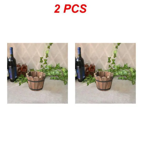 1/2PCS Retro Planting Flower Barrels Rustic Succulent Wavy Edge Planter Box Wood Barrels Flower Pot Plant Container Box Outdoor - Image 15