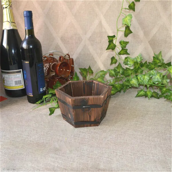 1/2PCS Retro Planting Flower Barrels Rustic Succulent Wavy Edge Planter Box Wood Barrels Flower Pot Plant Container Box Outdoor - Image 18
