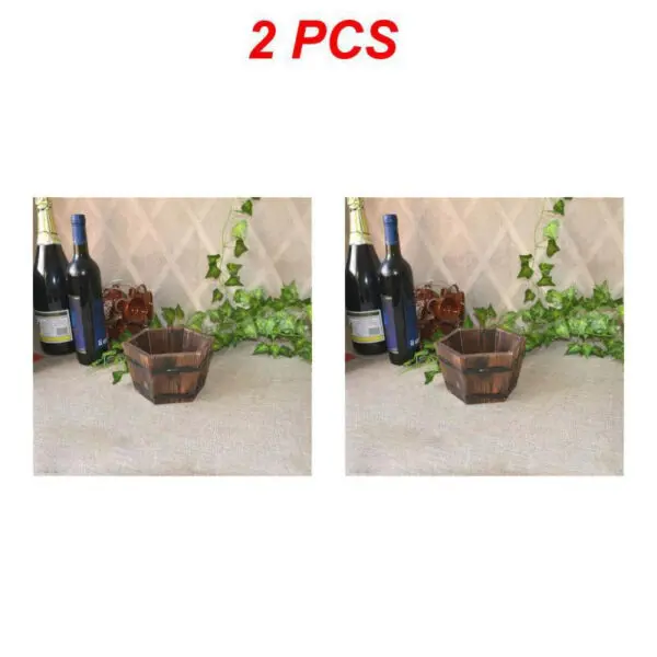 1/2PCS Retro Planting Flower Barrels Rustic Succulent Wavy Edge Planter Box Wood Barrels Flower Pot Plant Container Box Outdoor - Image 19