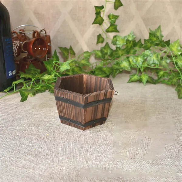 1/2PCS Retro Planting Flower Barrels Rustic Succulent Wavy Edge Planter Box Wood Barrels Flower Pot Plant Container Box Outdoor - Image 20
