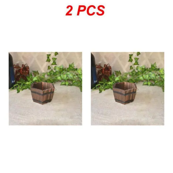 1/2PCS Retro Planting Flower Barrels Rustic Succulent Wavy Edge Planter Box Wood Barrels Flower Pot Plant Container Box Outdoor - Image 21