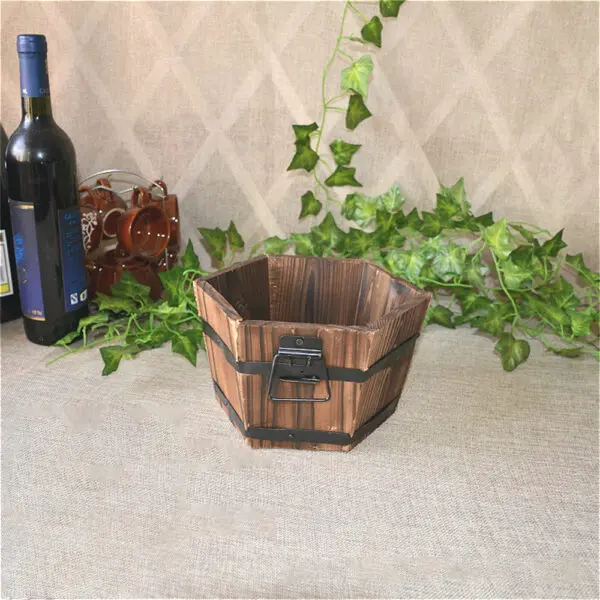 1/2PCS Retro Planting Flower Barrels Rustic Succulent Wavy Edge Planter Box Wood Barrels Flower Pot Plant Container Box Outdoor - Image 22