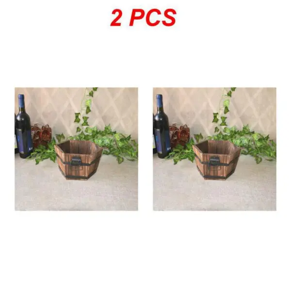 1/2PCS Retro Planting Flower Barrels Rustic Succulent Wavy Edge Planter Box Wood Barrels Flower Pot Plant Container Box Outdoor - Image 23