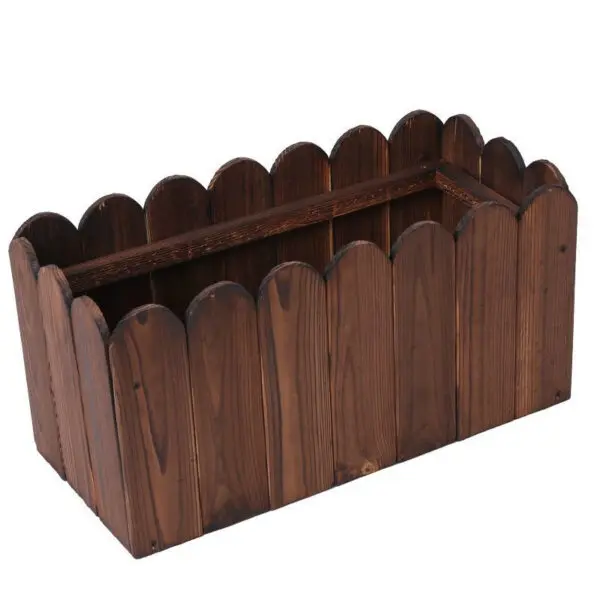 Anticorrosive Wooden Flower Box Outdoor Flower Groove Garden Planting Box Large Rectangular Balcony Vegetable Pot Carbonized Sol - Image 4