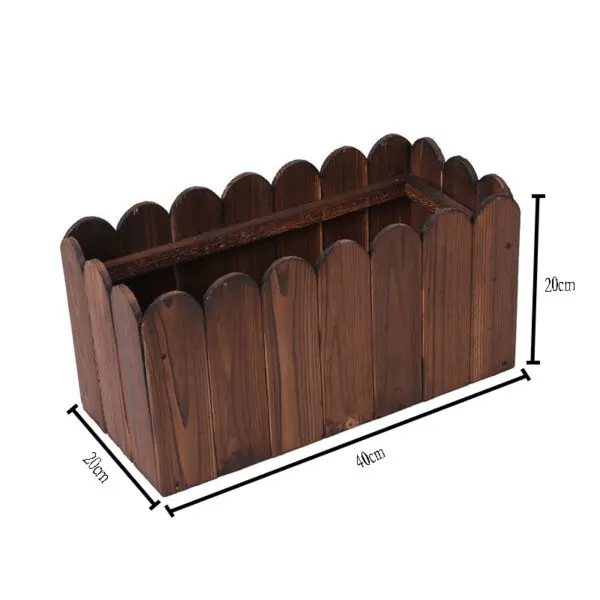 Anticorrosive Wooden Flower Box Outdoor Flower Groove Garden Planting Box Large Rectangular Balcony Vegetable Pot Carbonized Sol - Image 5