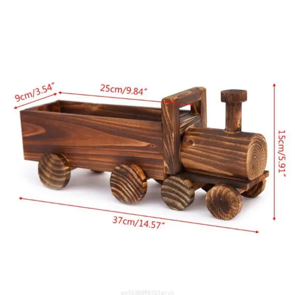 Retro Wooden Train Flower Pot Succulent Plant Potted Bonsai Planter Home Garden Decor 85AC - Image 6